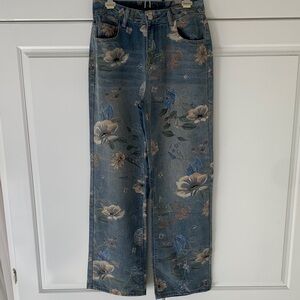 High waisted wide leg embellished Jeans